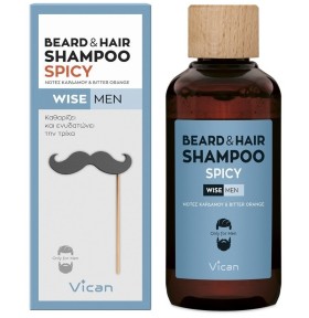VICAN Wise Men Beard & Hair Shampoo, Spicy - 200ml