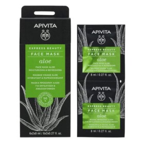 APIVITA Express Beauty Face Mask Aloe, Μάσκα Προσώπου με Αλόη για Ενυδάτωση & Αναζωογόνηση - 2x8ml