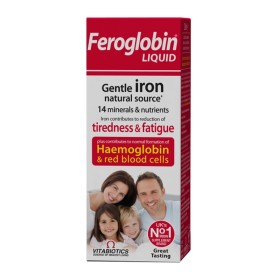 VITABIOTICS Feroglobin Liquid, Συμπλήρωμα Διατροφής με Υγρό Σίδηρο, Φυλλικό Οξύ & Β12 - 200ml