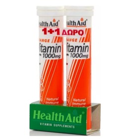 HEALTH AID Vitamin C 1000mg Orange - 20 αναβρ. δισκία 1+1 ΔΩΡΟ