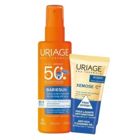 URIAGE Bariésun Kids Spray SPF50+, Αντηλιακό για όλη την Οικογένεια -200ml + ΔΩΡΟ Xémose C Anti-itch Cleansing Oil, Καταπραϋντικό Λάδι Καθαρισμού για Πολύ Ξηρές Επιδερμίδες -50ml, 1σετ