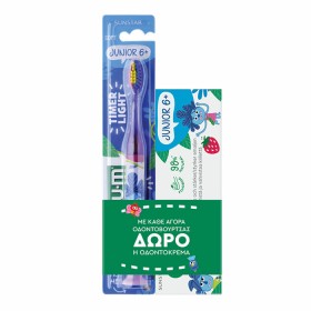 GUM Junior 6+ Light Up Soft Toothbrush, 903, Φωτιζόμενη Οδοντόβουρτσα για Παιδιά - 1τεμ & ΔΩΡΟ Οδοντόκρεμα για Παιδιά 6+ - 50ml