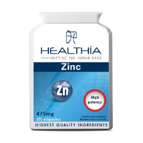 HEALTHIA Zinc 475mg, Συμπλήρωμα Διατροφής με Ψευδάργυρο -120 caps