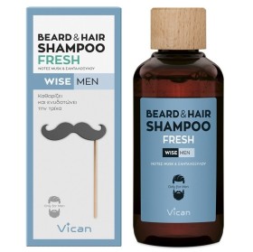 VICAN Wise Men Beard & Hair Shampoo, Fresh - 200ml