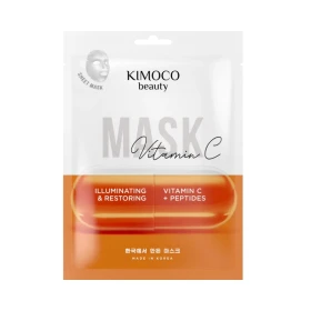 KIMOCO BEAUTY Sheet Face Mask, Vitamin C, Μάσκα Προσώπου για Αναδόμηση & Λάμψη με Βιταμίνη C & Πεπτίδια - 1τεμ