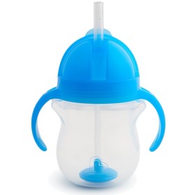 MUNCHKIN Tip & Sip Straw Cup Ποτήρι με Καλαμάκι & Βαρίδι που δε Χύνεται, Μπλε - 207ml
