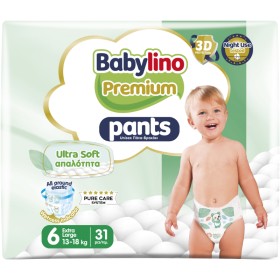 BABYLINO Premium Pants Ultra Soft, Extra Large No6 13-18 Kg, Πάνες Βρακάκι για Άνεση & 3D Προστασία - 31τεμ