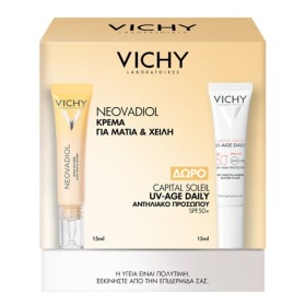 VICHY Promo Neovadiol Κρέμα για Μάτια & Χείλη -15ml & ΔΩΡΟ Capital Soleil UV-AGE, Αντηλιακό Προσώπου Κατά της Φωτογήρανσης SPF50+ -15ml, 1σετ