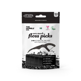 THE HUMBLE CO Dental Floss Picks, με Άνθρακα και Γεύση Μέντα - 50τεμ