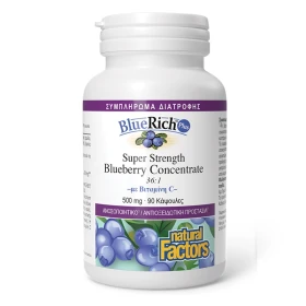 NATURAL FACTORS BlueRich Plus, Πανίσχυρη Αντιοξειδωτική Φόρμουλα Υπερσυμπυκνωμένου Μπλούμπερι - 90caps