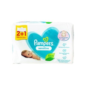 PAMPERS Baby Wipes Sensitive, Μωρομάντηλα για το Ευαίσθητο Δερματάκι του Μωρού  2+1 Δώρο - 3x52τεμ