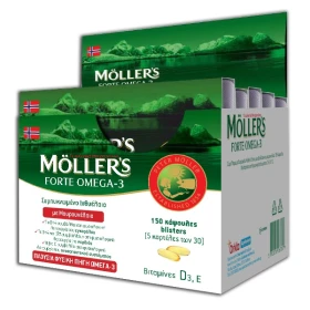 MOLLER'S Forte Omega-3, Συμπυκνωμένο Ιχθυέλαιο & Μουρουνέλαιο  - 150caps