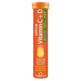 VITABIOTICS Ultra Vitamin C + D, Συμπλήρωμα Διατροφής με Βιταμίνες C 1000mg + D3 400IU - 20 αναβρ. δισκ.