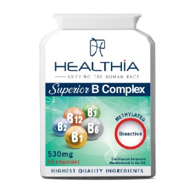 HEALTHIA Superior B Complex 530mg, Συμπλήρωμα Διατροφής με Σύμπλεγμα Βιταμινών Β -60caps