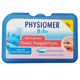 PHYSIOMER Nasal Aspirator, Ρινικός Αποφρακτήρας για Βρέφη - 1τεμ + Προστατευτικά Φίλτρα - 5τεμ