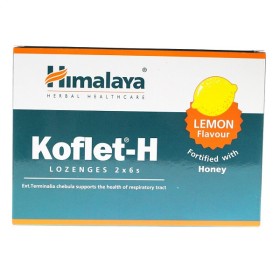 HIMALAYA Koflet-H Lozenges, Παστίλιες για το Λαιμό με Μέλι, Γεύση Λεμόνι - 12τεμ