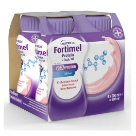 NUTRICIA Fortimel Protein 2kcal/ml Strawberry, Υπερπρωτεϊνικό, Υπερθερμιδικό Πόσιμο Θρεπτικό Σκεύασμα με Γεύση Φράουλα - 4τεμ x 200ml