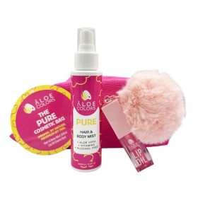 ALOE COLORS The Pure Cosmetic Bag/ Hair & Body Mist με Πουδρένιο Άρωμα -100ml & Lip Oil με pom pom Charm -5ml & ΔΩΡΟ Νεσεσέρ, 1σετ