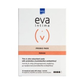 INTERMED Eva Intima Pobio Pads, Σερβιέτες με Προβιοτικά Κανονικής Ροής με Φτερά - 18τεμ