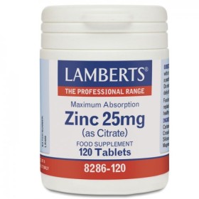 LAMBERTS Zinc 25mg(as Citrate), Συμπλήρωμα Διατροφής με Ψευδάργυρο - 120tabs
