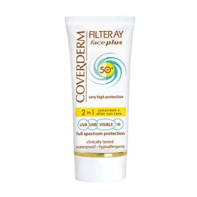 COVERDERM Filteray Face Plus SPF50/ Light Beige, Αντηλιακή Κρέμα Προσώπου με Χρώμα & After Sun, Ξηρές/Ευαίσθητες Επιδερμίδες -50ml