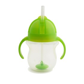 MUNCHKIN Tip & Sip Straw Cup Ποτήρι με Καλαμάκι & Βαρίδι που δε Χύνετα, Πράσινο - 207ml