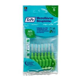 TEPE Interdental Brush, Μεσοδόντια Βουρτσάκια Πράσινα, Μέγεθος ISO: 5 (0.8 mm) - 8τεμ