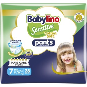 BABYLINO Sesnitive Pants No7 Extra Large Plus 15-25kg, Πάνες Βρακάκι με Ελαστική Μέση - 28τεμ