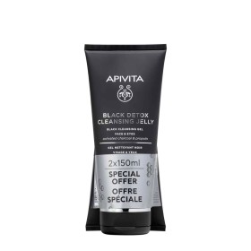 APIVITA Black Detox Cleansing Jelly, Μαύρο Τζελ Καθαρισμού για Πρόσωπο & Μάτια - 2τεμx150ml