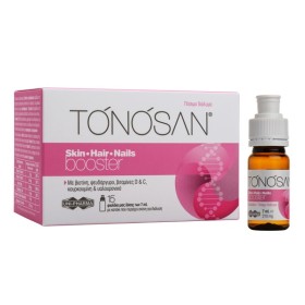 UNI-PHARMA Tonosan Skin Hair Nails Booster, Συμπλήρωμα Διατροφής για Δέρμα Μαλλιά & Νύχια - 15 φιαλίδια x 7ml