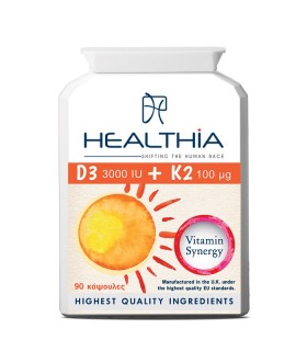 HEALTHIA D3 3000iu + Κ2 100μg - 90tabs