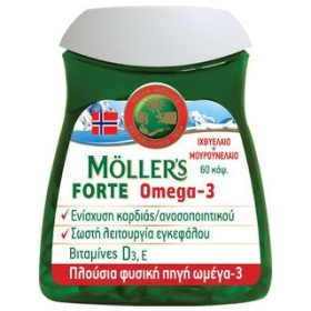 MOLLERS Forte Omega-3, Συμπυκνωμένο Ιχθυέλαιο & Μουρουνέλαιο  - 60caps