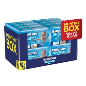 BABYCARE 99% Water, Μωρομάντηλα με Αγνό Νερό & Εκχύλισμα Οργανικού Χαμομηλιού Monthly Box -16x72 τεμάχια