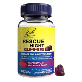 BACH Rescue Night Gummies, Raspberry, Ζελεδάκια με Συνδυασμό 6 Ανθοϊαμάτων για Ηρεμο Ξεκούραστο Ύπνο - 60τεμ