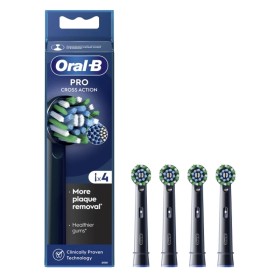 ORAL-B Cross Action x4, Μαύρες Ανταλλακτικές Κεφαλές Ηλεκτρικής Οδοντόβουρτσας -4τεμ