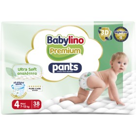 BABYLINO Premium Pants Ultra Soft, Maxi No4 7-13 Kg, Πάνες Βρακάκι για Άνεση & 3D Προστασία - 38τεμ