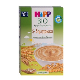 HIPP Bio Κρέμα 5- Δημητριακά, Χωρίς Ζάχαρη, Απο τον 6ο Μήνα - 200gr