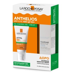 LA ROCHE POSAY UVMUNE 400 Oil Control Gel Cream SPF50+, Αντηλιακή Κρέμα Προσώπου για Ματ Αποτέλεσμα -50ml & ΔΩΡΟ Ενυδατική Κρέμα Toleriane Sensitive -15ml, 1σετ