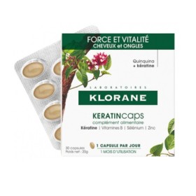 KLORANE KeratinCaps, Συμπλήρωμα Διατροφής για Δυνατά Μαλλιά & Νύχια- 30caps
