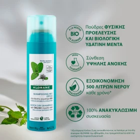 KLORANE Dry Shampoo Menthe, Ξηρό Σαμπουάν Spray με Υδάτινη Μέντα - 150ml