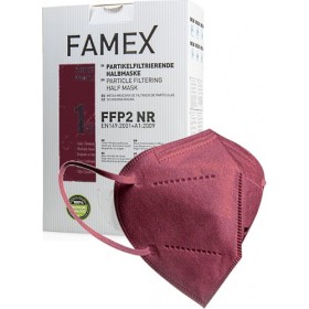 FAMEX Μάσκα Προστασίας KN95 FFP2, Μπορντό, Κουτί - 10 τεμ