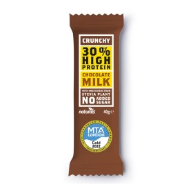 NATURALS Crunchy Milk Chocolate, Σοκολάτα Πρωτεΐνης με 30% Πρωτεΐνη, Stevia & Σοκολάτα Γάλακτος - 40gr