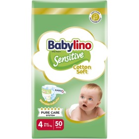 BABYLINO Sensitive Cotton Soft No4 8-13 Kg Value Pack, Πάνες με Απαλό Κάλυμμα με Βαμβάκι - 50τεμ