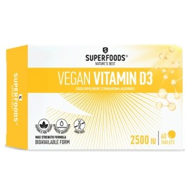 SUPERFOODS Vitamin D3 Vegan 2500IU, Συμπλήρωμα Διατροφής με Βιταμίνη D3 -60tabs