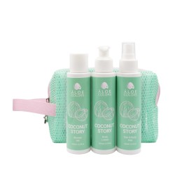 ALOE COLORS Promo Coconut Story Summer Bag/ Shower Gel, Αφρόλουτρο -100ml & Body Lotion, Ενυδατική Σώματος -100ml & Hair & Body Mist -100ml & ΔΩΡΟ Νεσεσέρ, 1σετ
