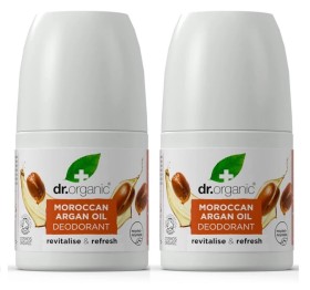 DR.ORGANIC Moroccan Argan Oil Deodorant, Αποσμητικό με Βιολογικό Έλαιο Αργκάν - 2 x 50ml - 50% στο 2ο προϊόν