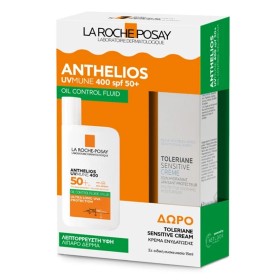 LA ROCHE POSAY Anthelios UVMUNE 400 Oil Control Fluid SPF50+, Λεπτόρευστο Αντηλιακό Προσώπου για Λιπαρό Δέρμα -50ml & ΔΩΡΟ Toleriane Sensitive Cream -15ml, 1σετ