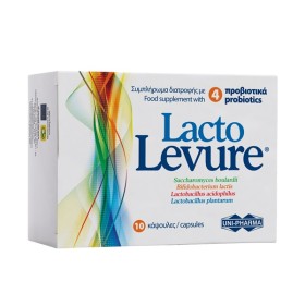 UNI-PHARMA Lacto Levure, Συμπλήρωμα Διατροφής με 4 Προβιοτικά - 10caps