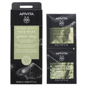 APIVITA Express Beauty Face Mask Green Clay, Μάσκα Προσώπου με Πράσινη Άργιλο για Βαθύ Καθαρισμό - 2x8ml