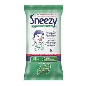 SNEEZY Menthol, Υγρά Μαντήλια με Μενθόλη, Δεντρολίβανο & Ευκάλυπτο -12τεμ